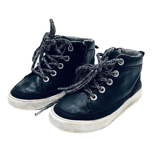 Gymboree Black Leather High Top Sneakers - Picture 4 of 8
